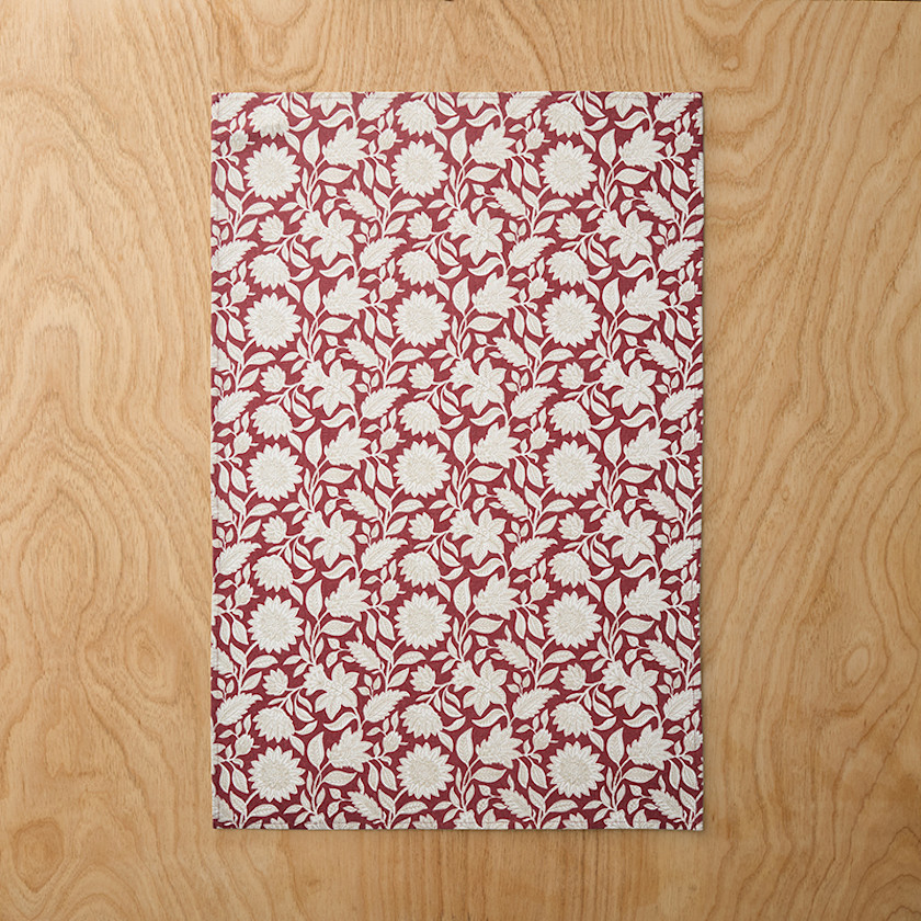 Floral Garden Tea Towels, Set of 2,Red Multi