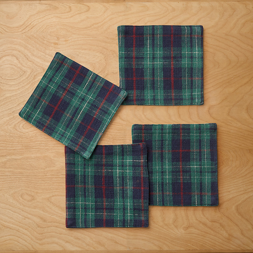 Henrietta Mini Plaid Cocktail Napkins, Set of 4