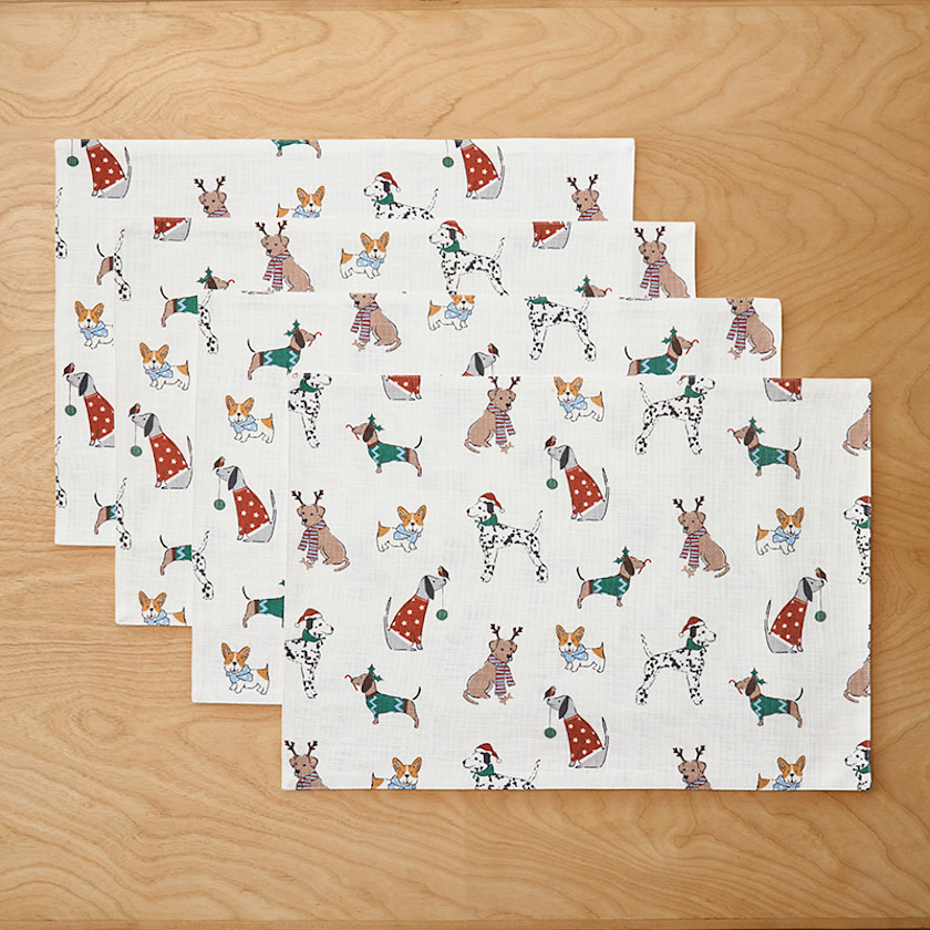 Holiday Pup Placemats, Set of 4