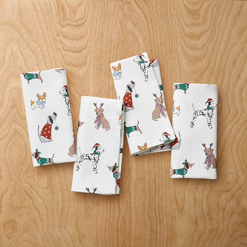 Holiday Pup Napkins, Set of 4