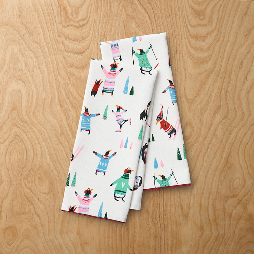 Seasonal Printed Tea Towels, Set of 2