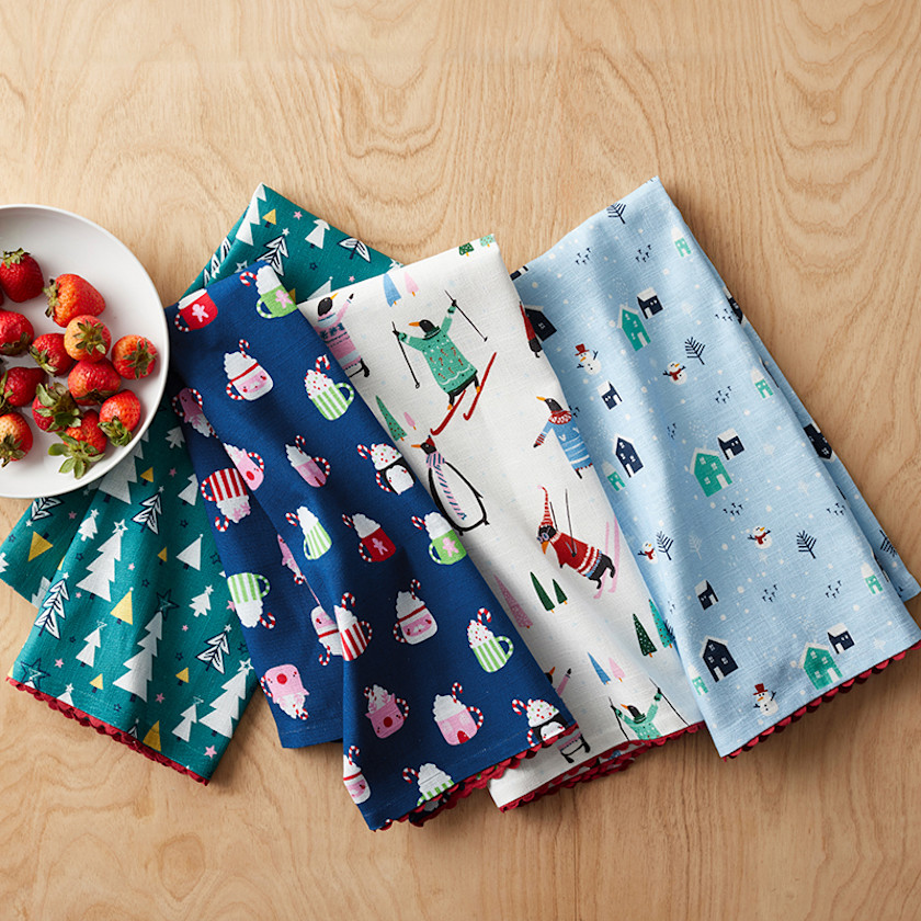 Seasonal Printed Tea Towels, Set of 2