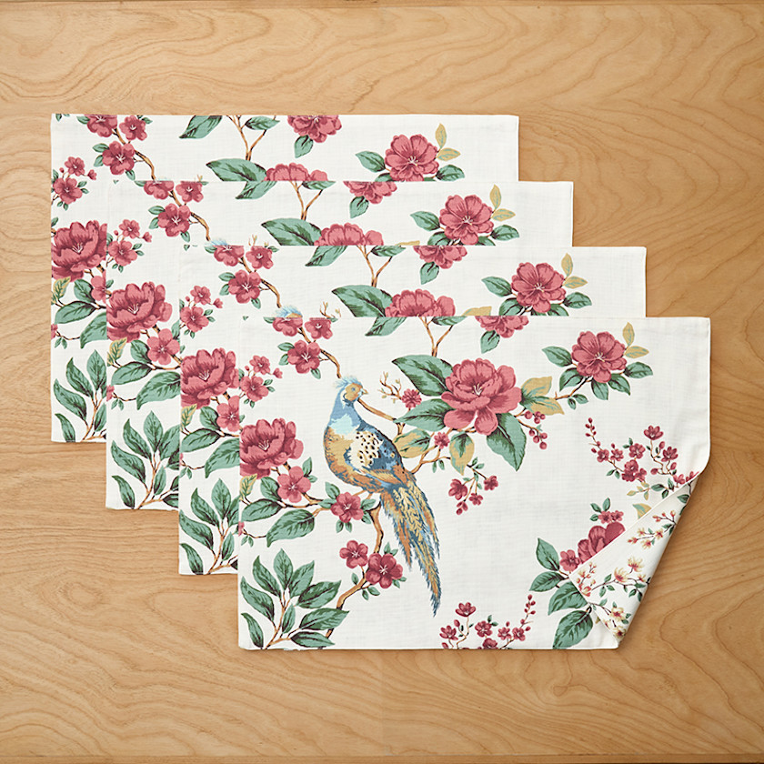 Elegant Pheasant Reversible Placemats, Set of 4