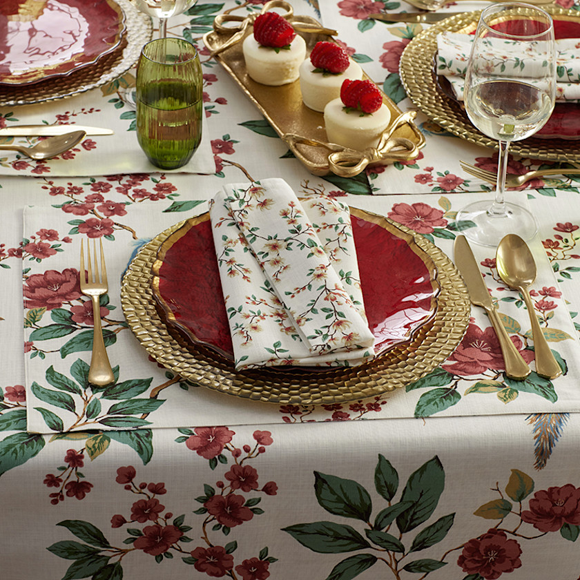 Elegant Pheasant Napkins, Set of 4,White Multi
