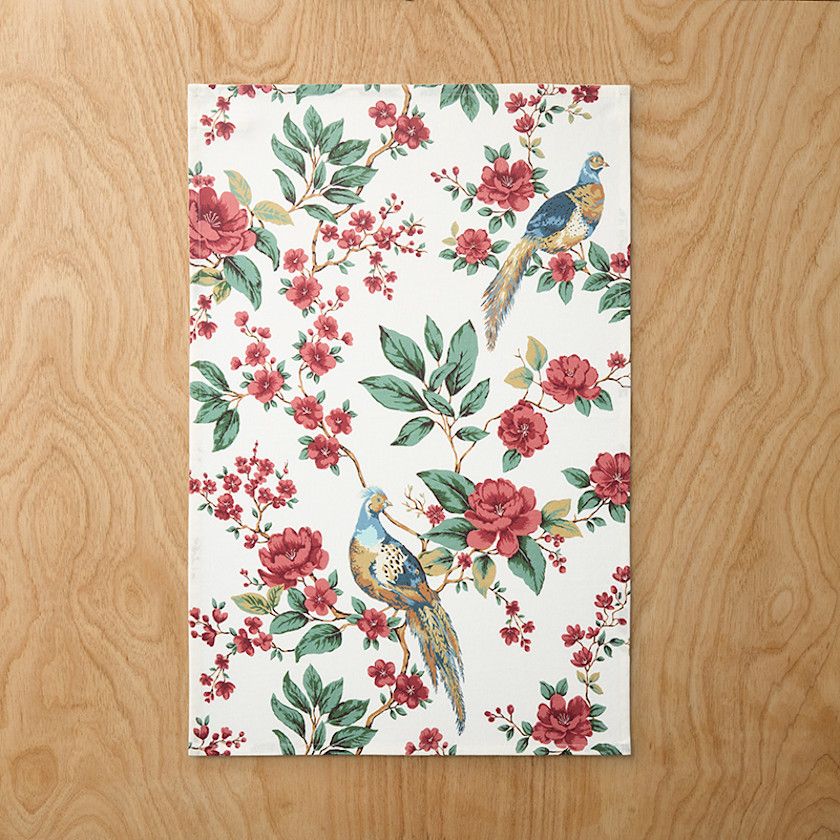 Elegant Pheasant Tea Towels, Set of 2,White Multi
