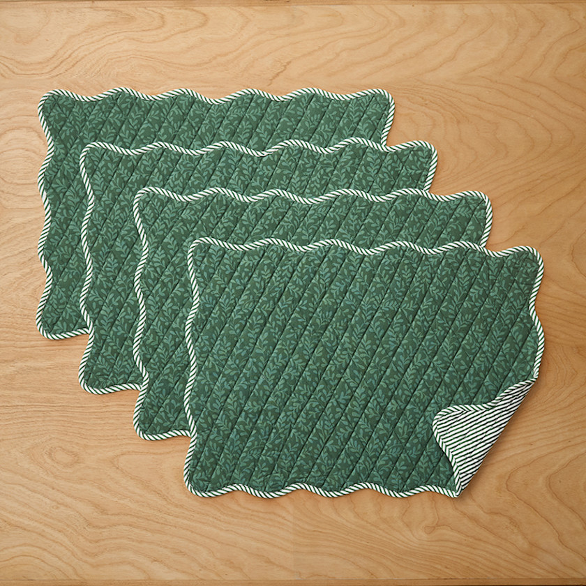 Holiday Vine Stripe Reversible Placemats, Set of 4