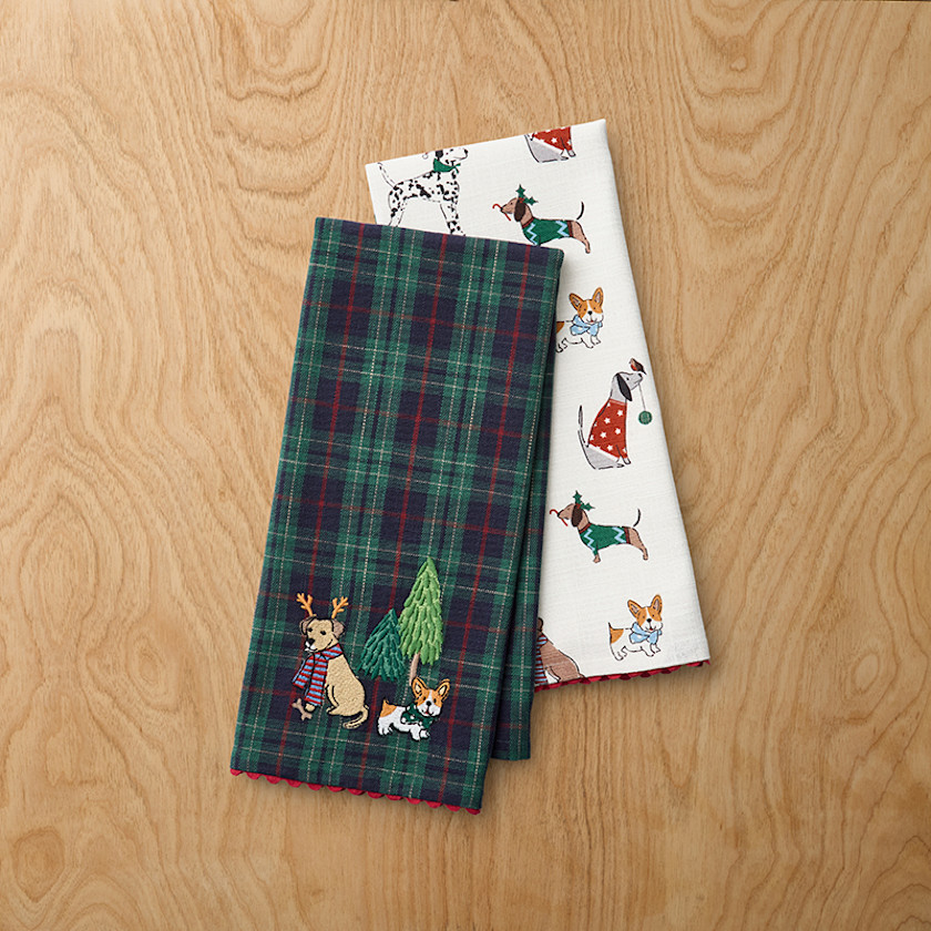 Embroidered Tea Towels, Set of 2