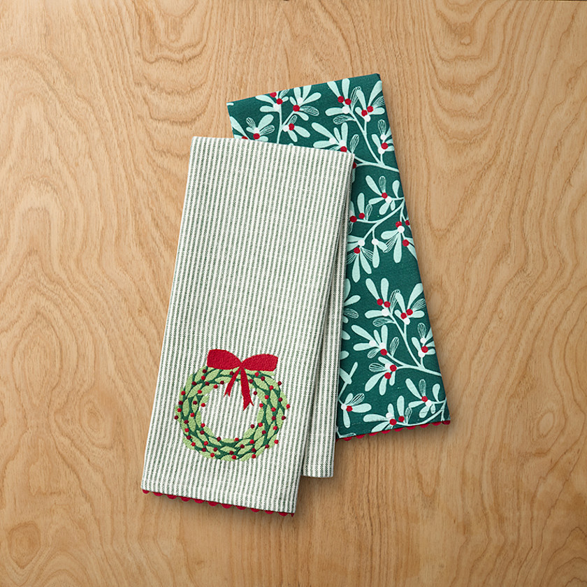 Embroidered Tea Towels, Set of 2