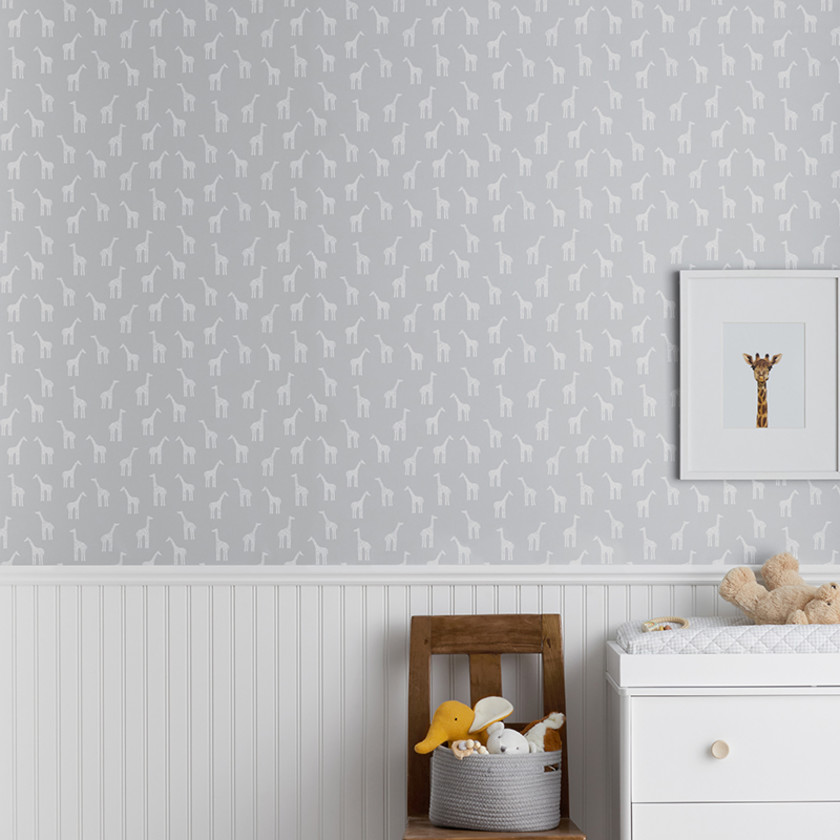 Giraffe Wallpaper - Gray,Giraffe Play Gray