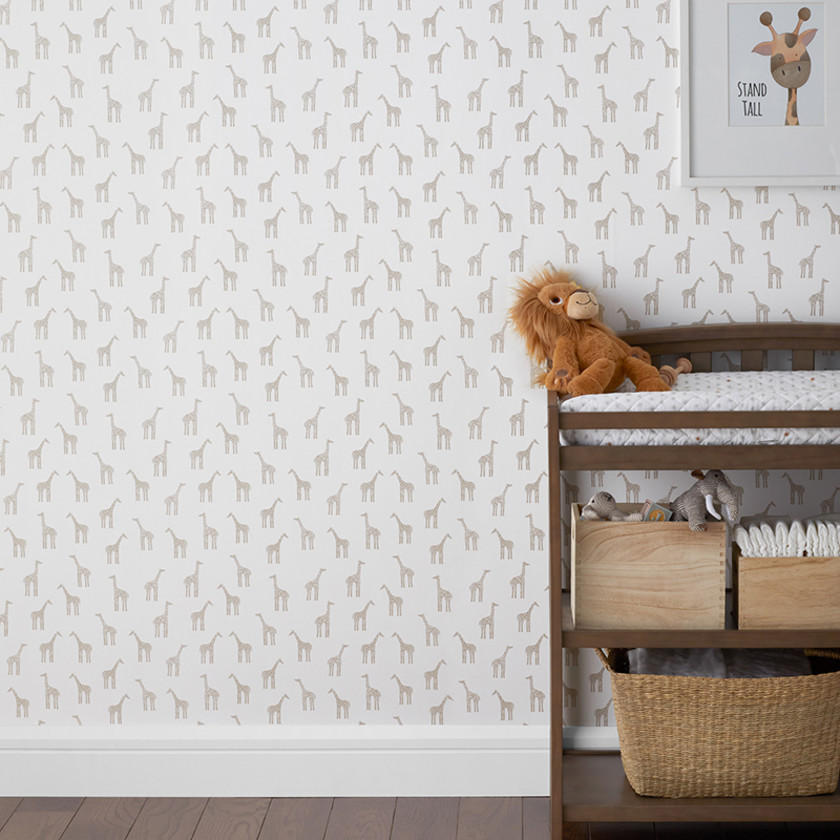 Giraffe Wallpaper - Beige,Giraffe Play Beige
