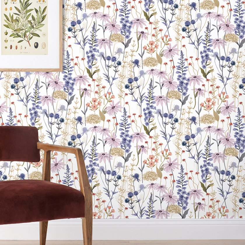 Florence Wallpaper - Purple,Purple Multi