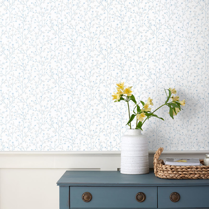 Ava Removable Wallpaper,Ditsy Floral Blue