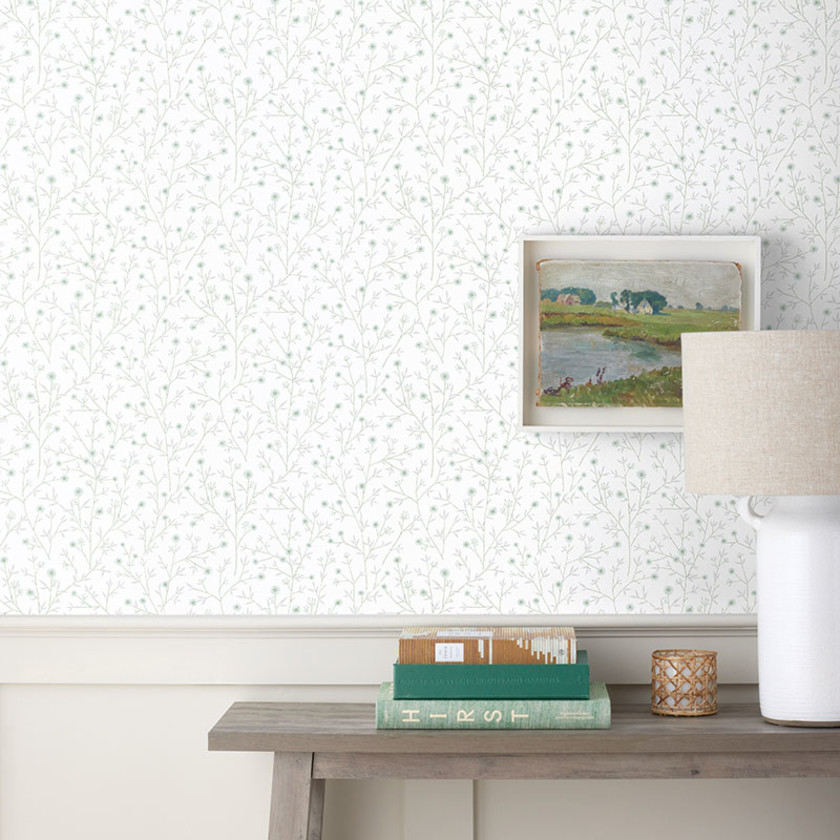 Ava Removable Wallpaper,Ditsy Floral Willow Green