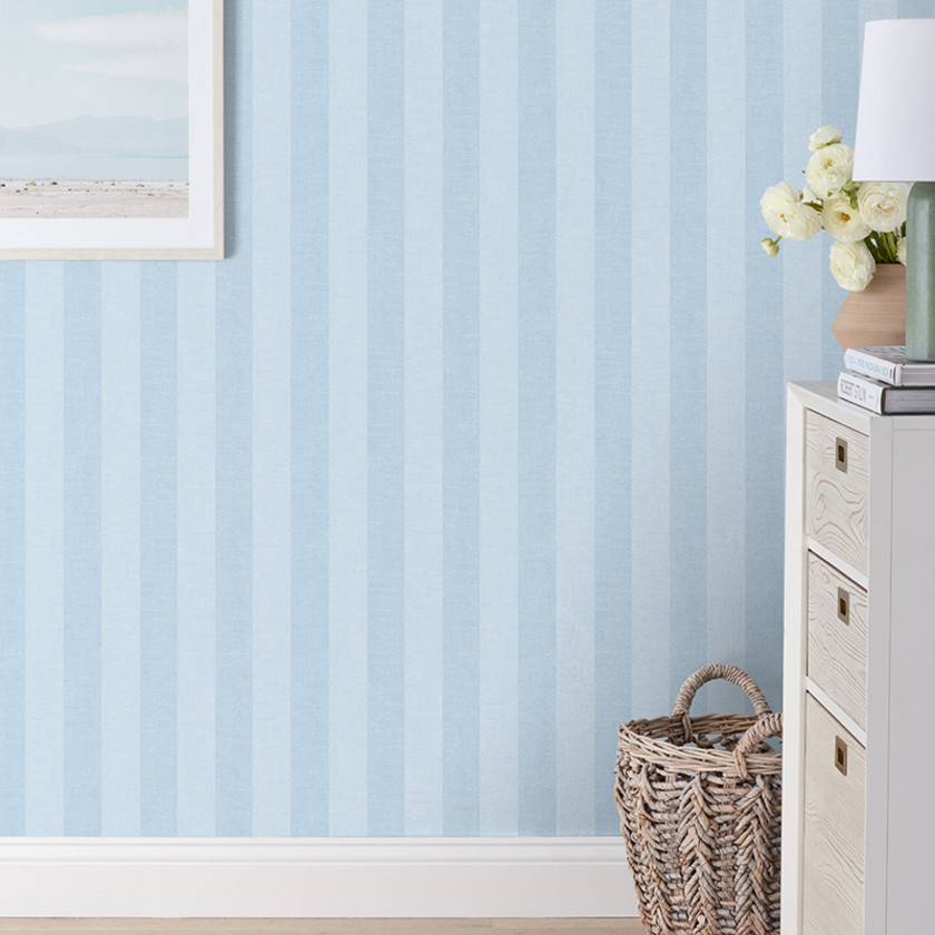 Ava Traditional Wallpaper,Stripe Blue