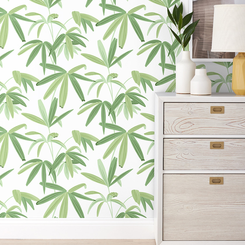 Palm Wallpaper - White/Green,