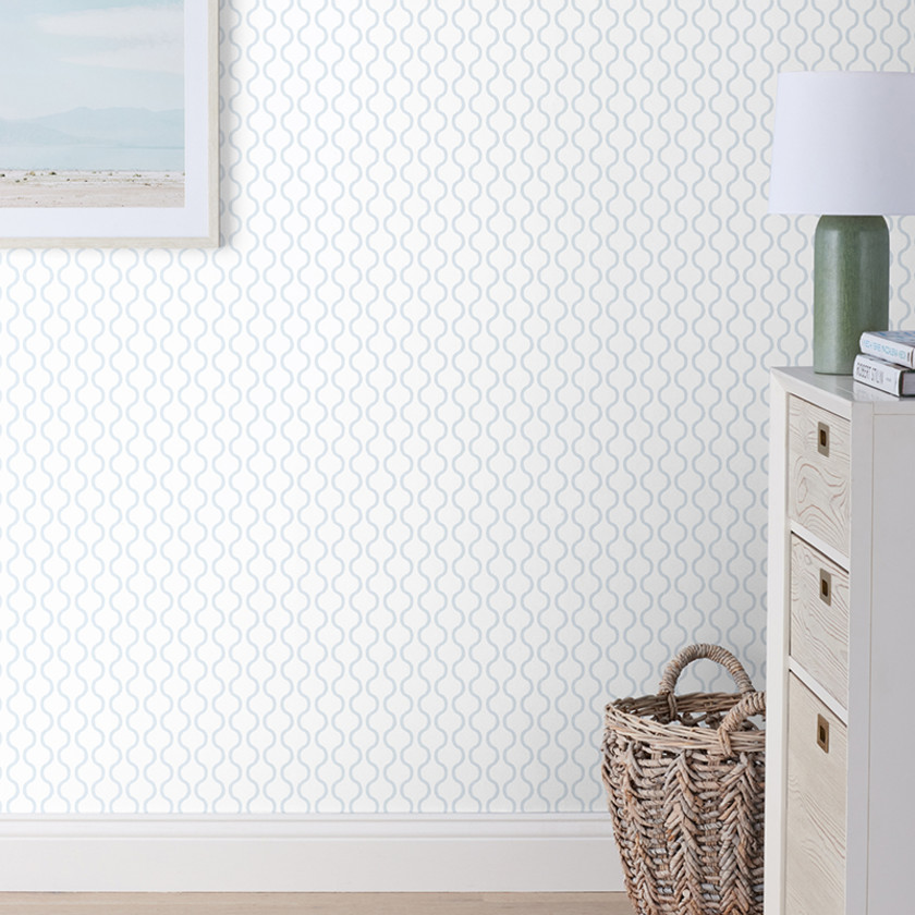 Chateau Ogee Wallpaper - Sky Blue,Sky Blue