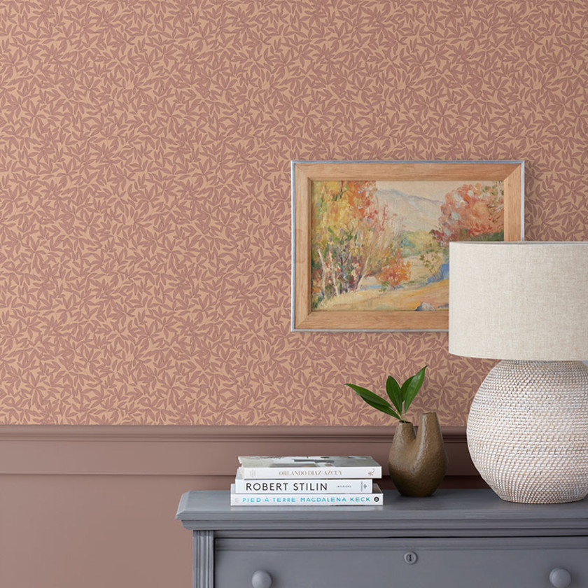 Scattered Leaf Wallpaper - Tan,Tan
