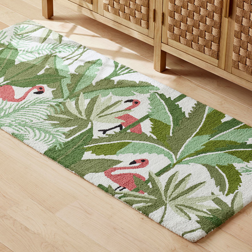 Hand-Hooked Indoor/Outdoor Rug - Tropical Flamingo, 24 in. x 36 in.,Tropical Flamingo