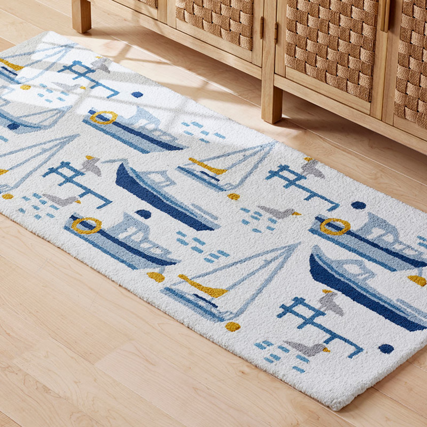 Hand-Hooked Indoor/Outdoor Rug - Marina Boats, 24 in. x 36 in.,Marina Boats