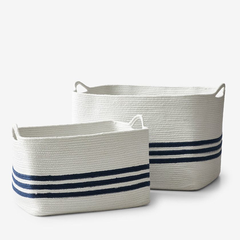 Stripe Indoor/Outdoor Storage Baskets, Set of 2