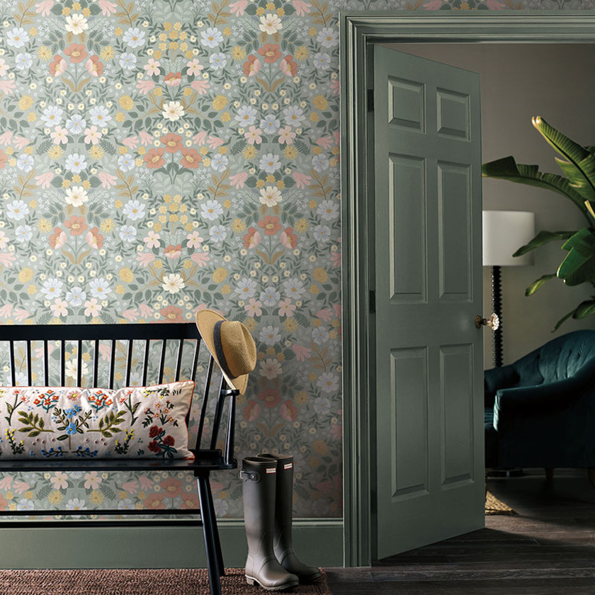 Bramble Garden Removable Wallpaper - Sage, Swatch,Sage