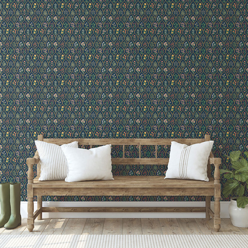 Hawthorne Traditional Wallpaper,Navy