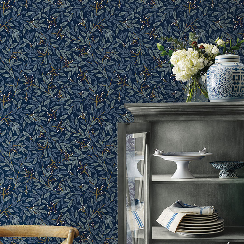 Willowberry Removable Wallpaper - Navy, Swatch,Navy