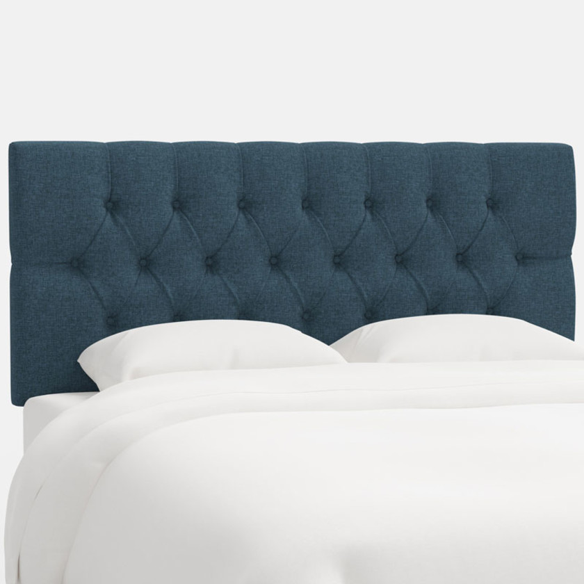Park Tufted Textured Linen Headboard - Navy, Twin,Navy