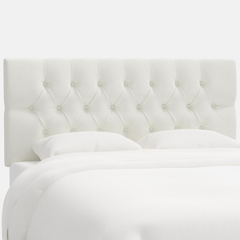 Park Tufted Textured Linen Headboard - White, Twin,White