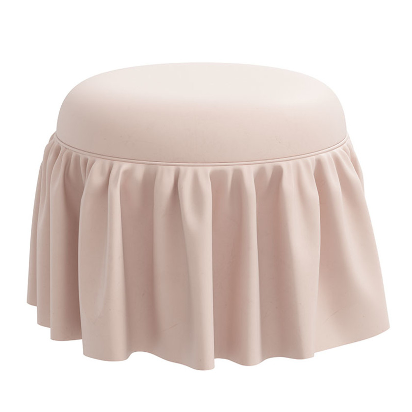 Velvet Ruffle Ottoman