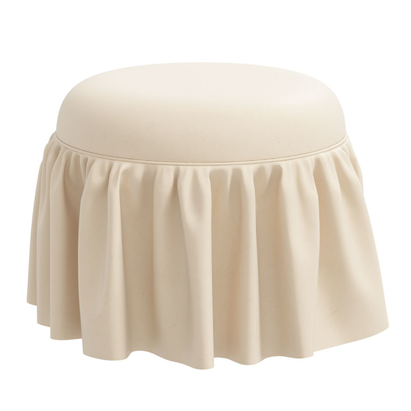 Velvet Ruffle Ottoman