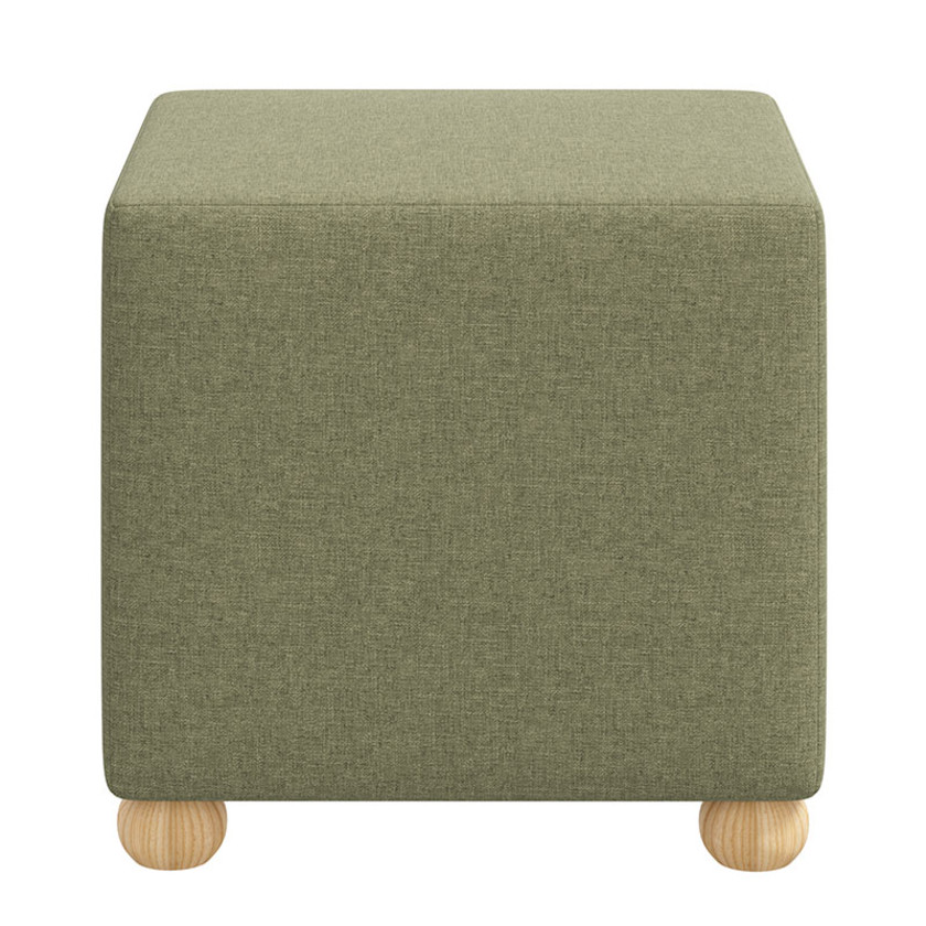 Textured Linen Cube Ottoman - Laurel,Laurel