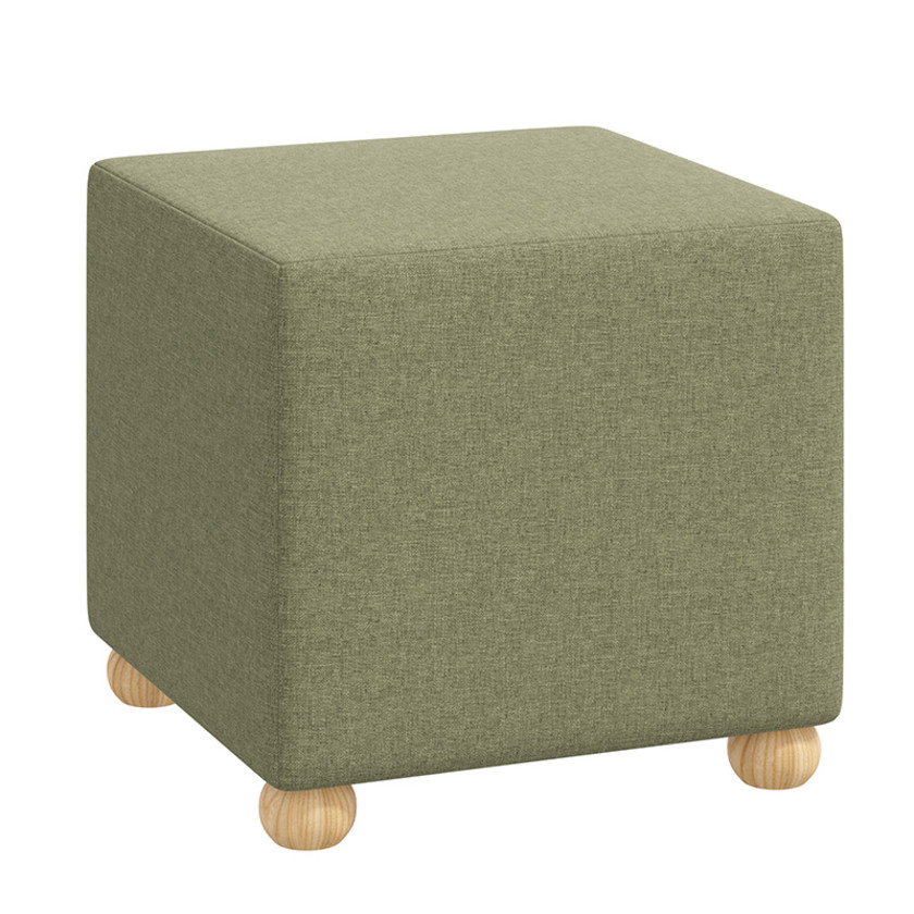 Textured Linen Cube Ottoman