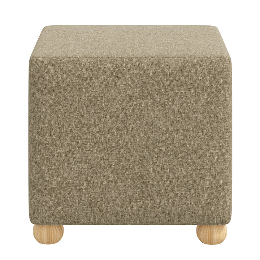 Textured Linen Cube Ottoman - Linen,Linen