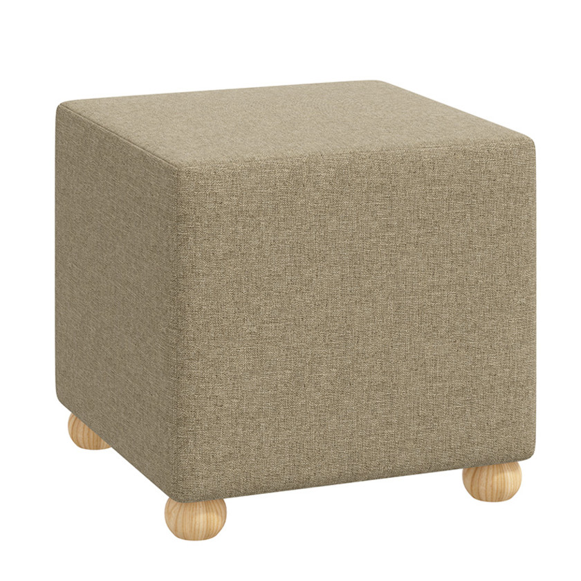 Textured Linen Cube Ottoman