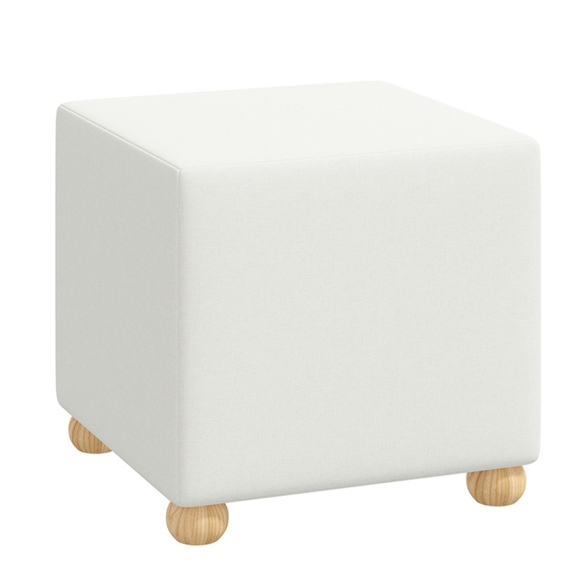 Textured Linen Cube Ottoman