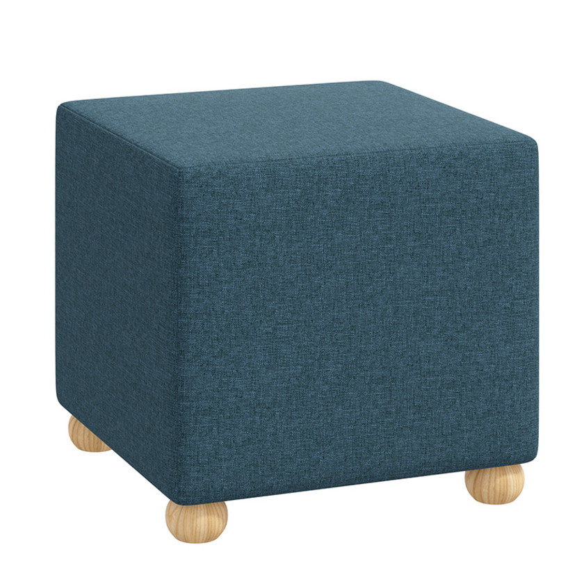 Textured Linen Cube Ottoman