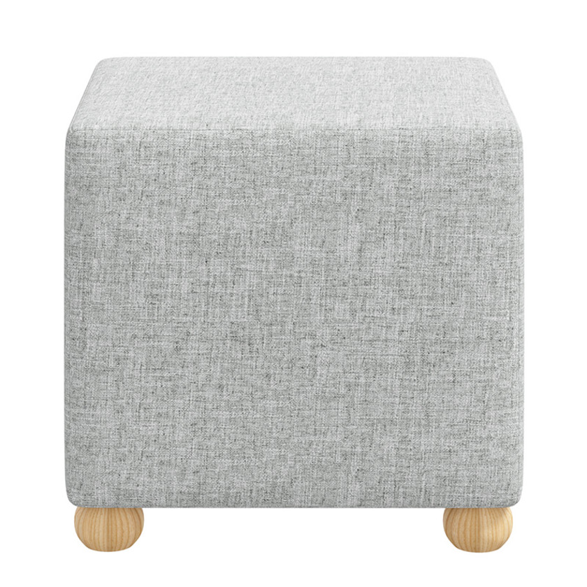 Textured Linen Cube Ottoman - Pumice,Pumice