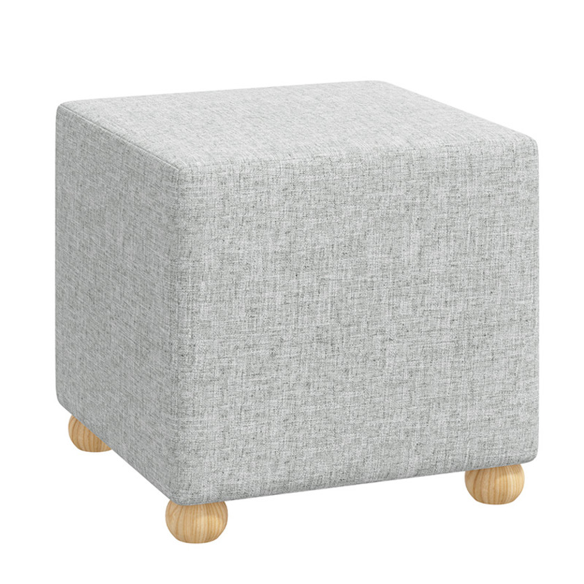 Textured Linen Cube Ottoman