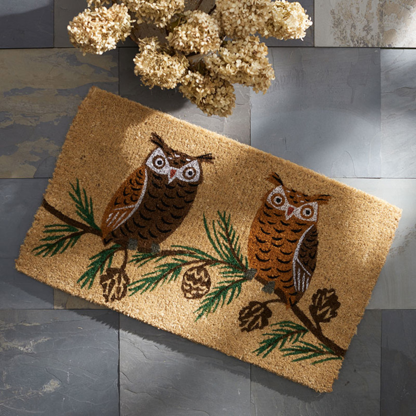 Autumn Coir Door Mat - Owls, 24 in. x 36 in.