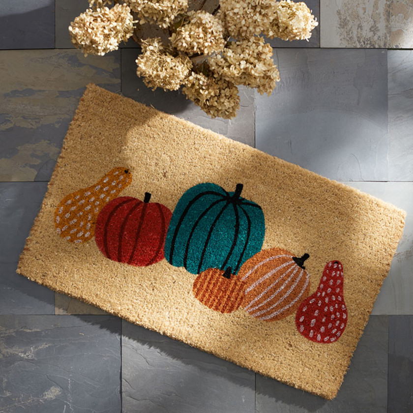 Autumn Coir Door Mat - Pumpkins, 18 in. x 30 in.