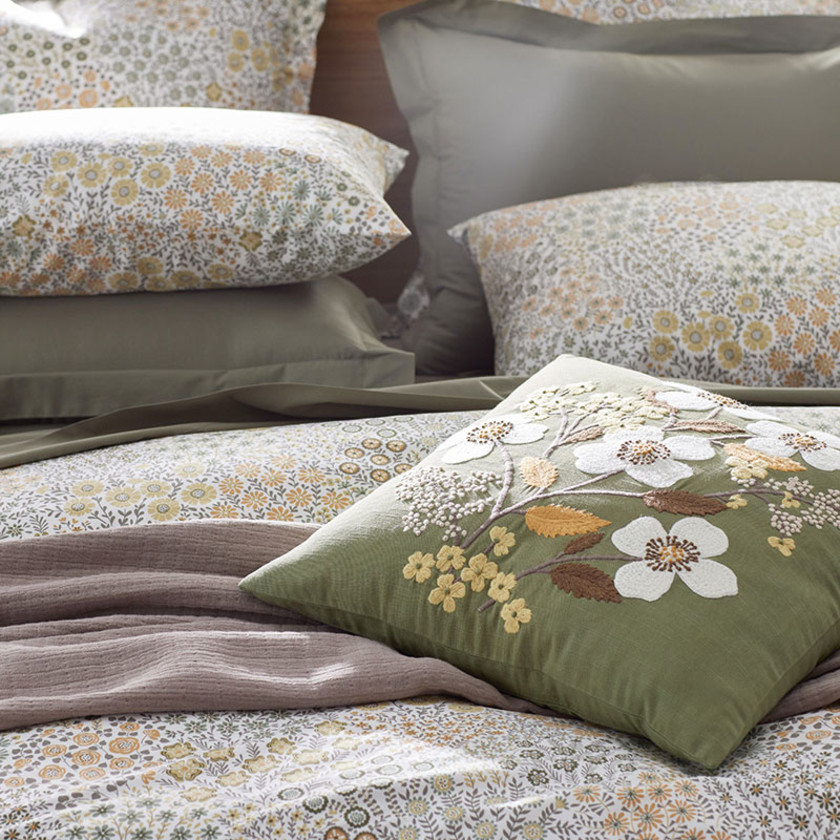Adley Floral Decorative Square Pillow Cover - Floral Green,Floral Green