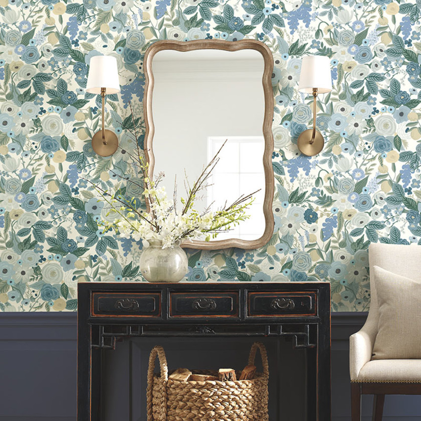 Garden Party Removable Wallpaper - Indigo Multi, Swatch,Indigo Multi