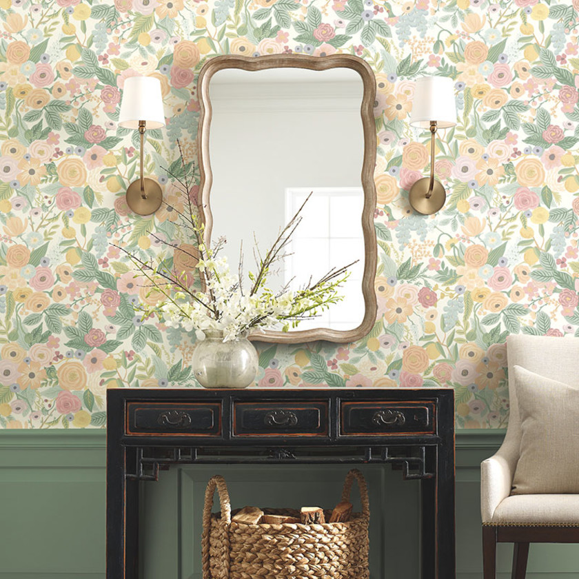 Garden Party Removable Wallpaper - Pastel Multi, Swatch,Pastel Multi