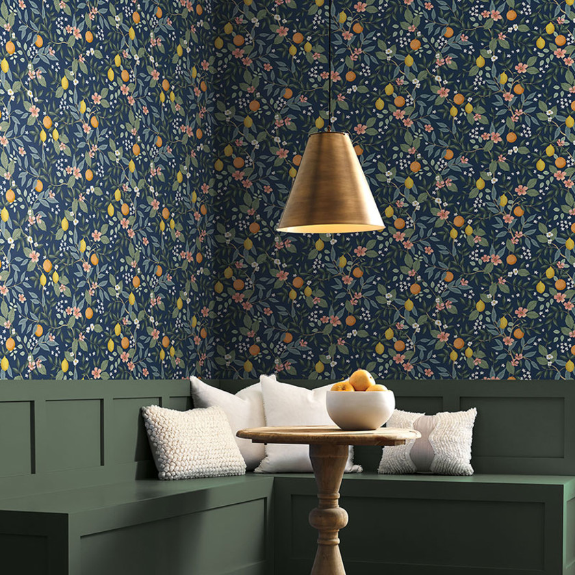 Citrus Grove Removable Wallpaper - Navy, Swatch,Navy