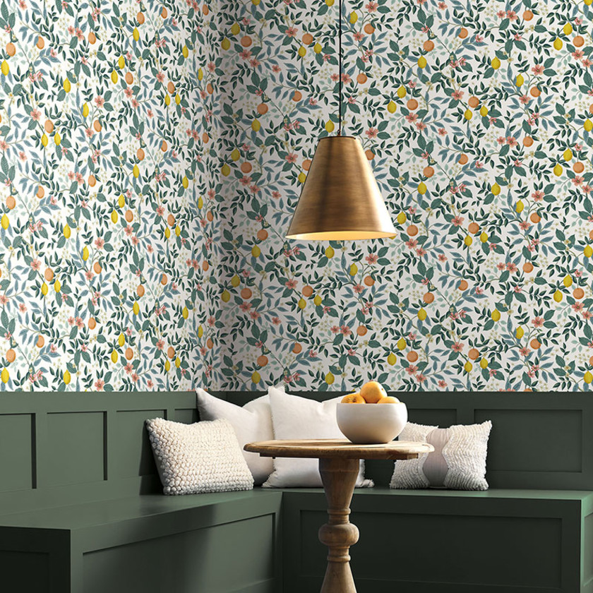 Citrus Grove Removable Wallpaper - White, Swatch,White