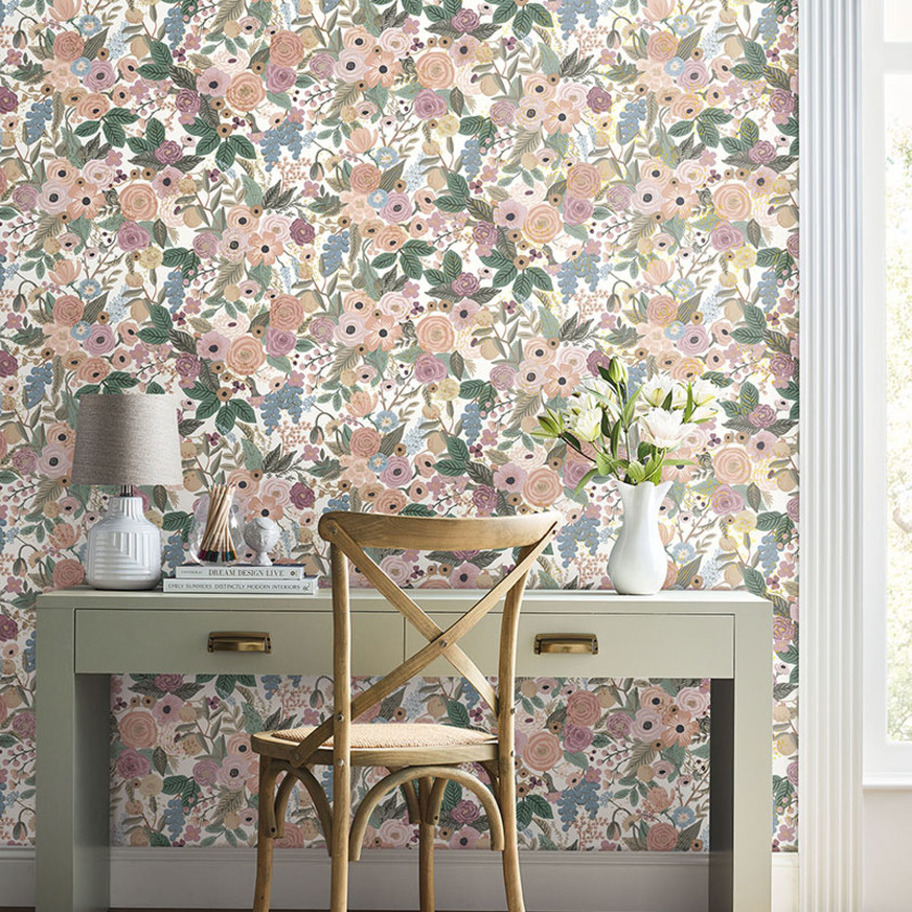 Multi Garden Party Removable Wallpaper - Blush Multi, Swatch,Blush Multi
