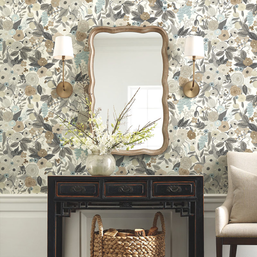 Garden Party Traditional Wallpaper - Linen Multi, Swatch,Linen Multi