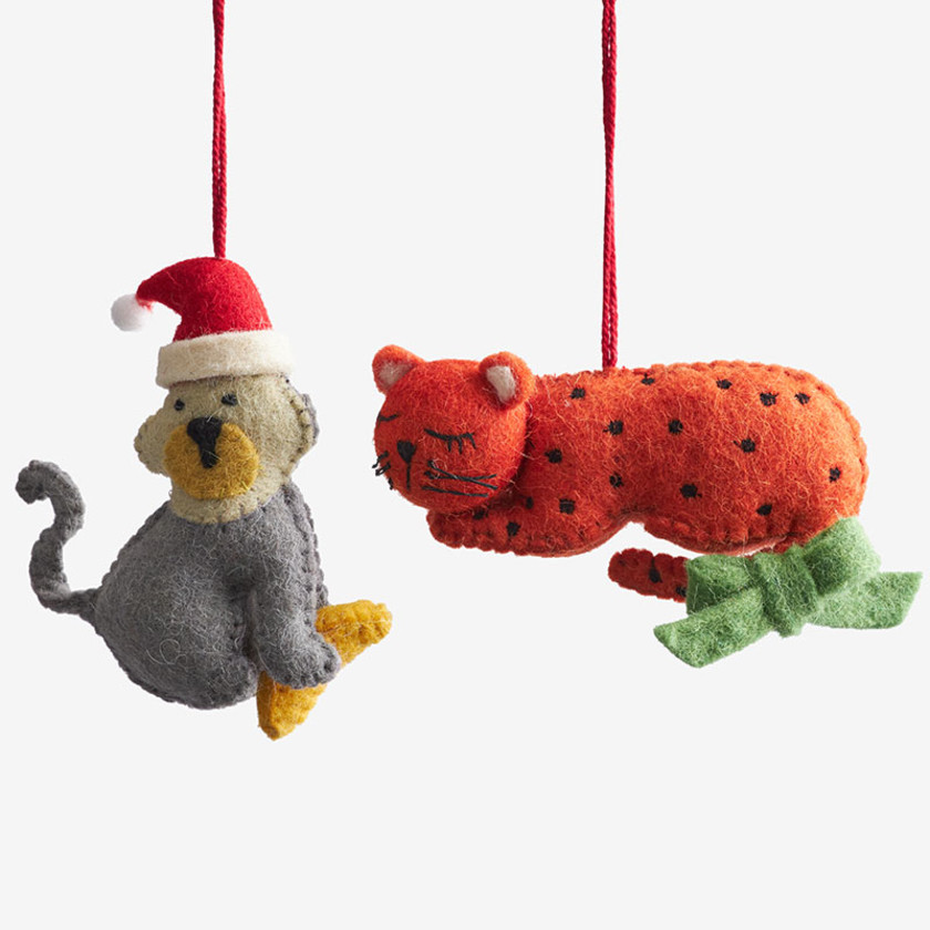 Holiday Felt Ornaments, Set of 2