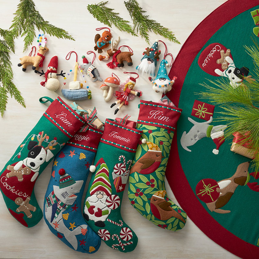 Holiday Felt Ornaments, Set of 2